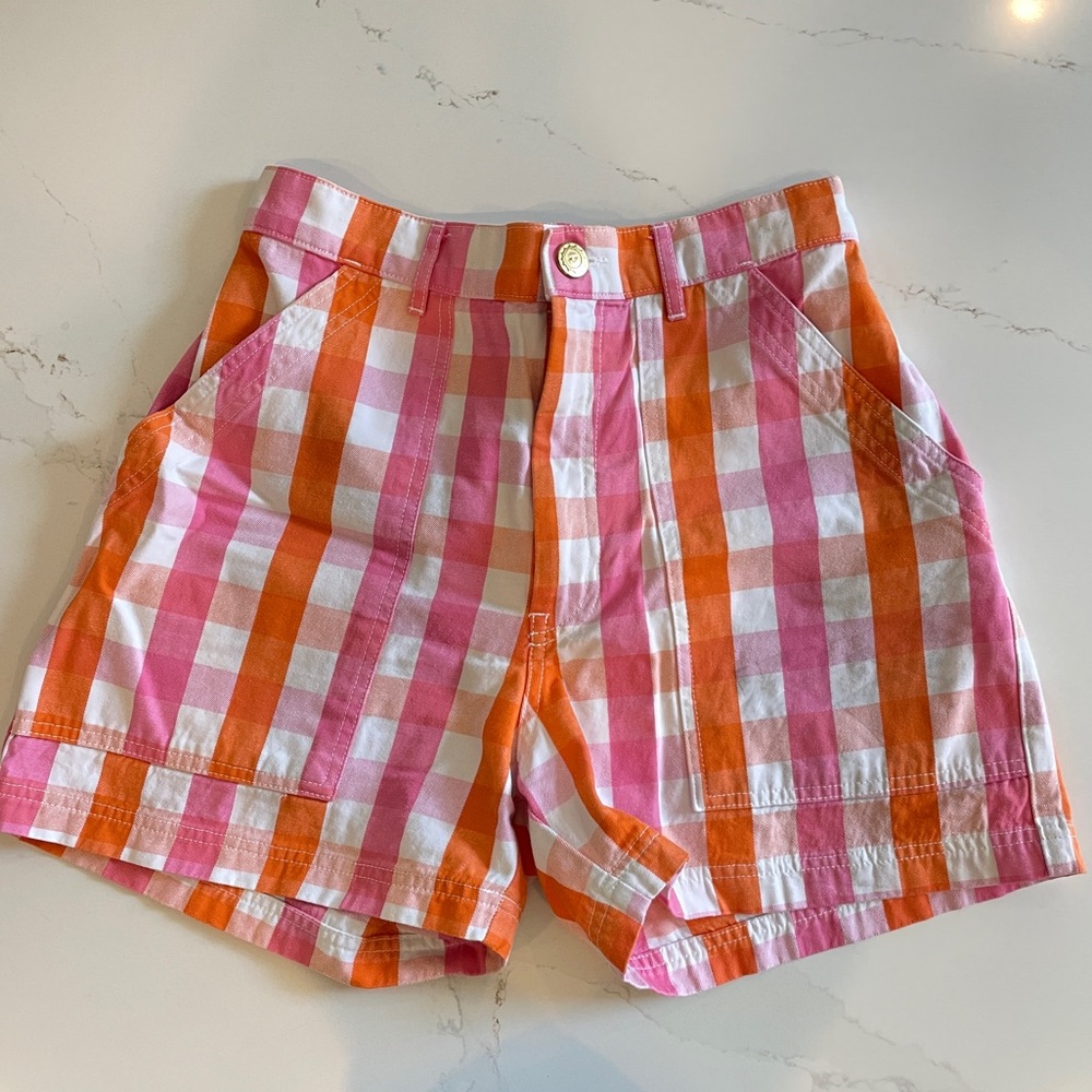Big Bud Press Shorts, pink and orange gingham